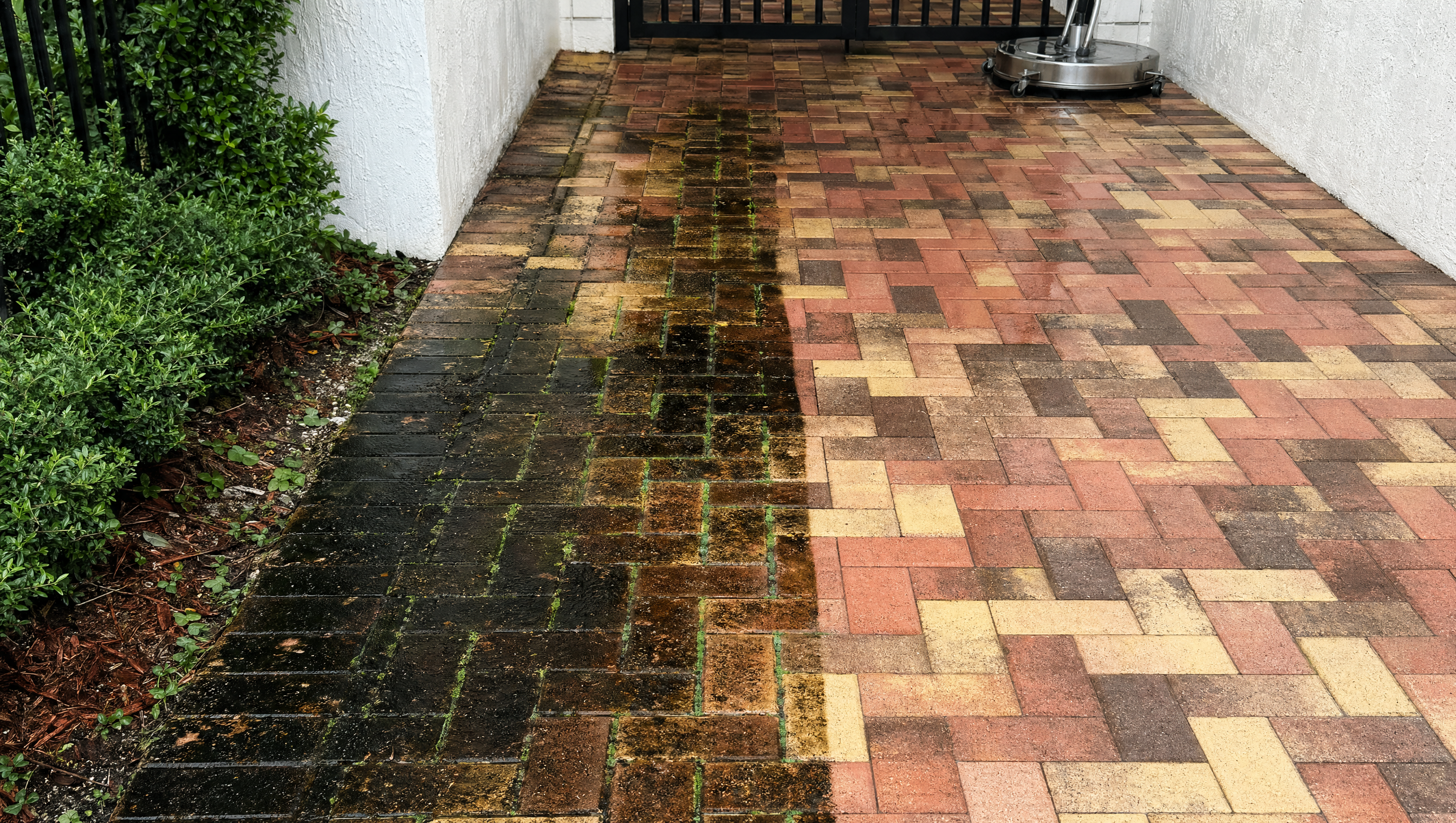 Paver pressure washing before and after