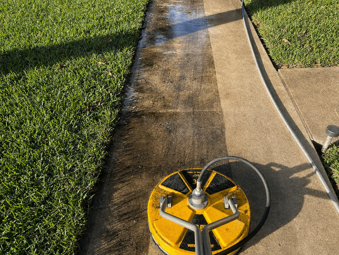 Driveway pressure washing result