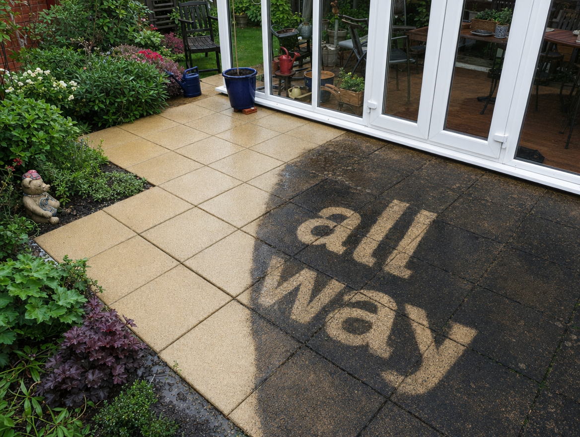 Sidewalk pressure washing result
